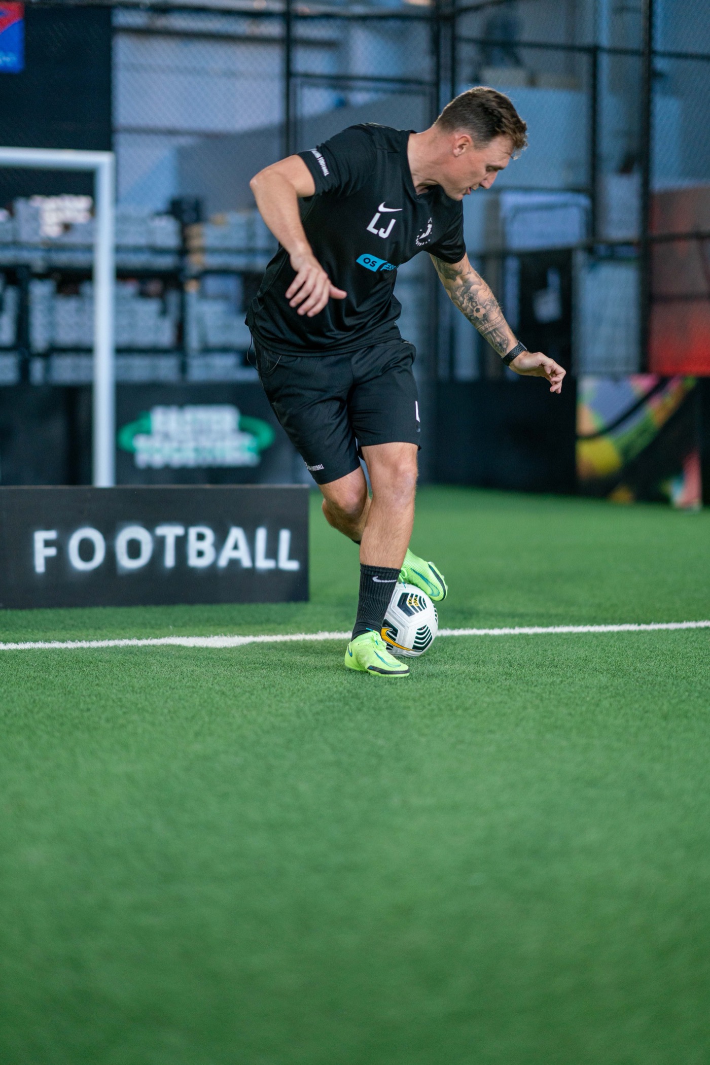 Lee on the ball during an Optus Sport shoot