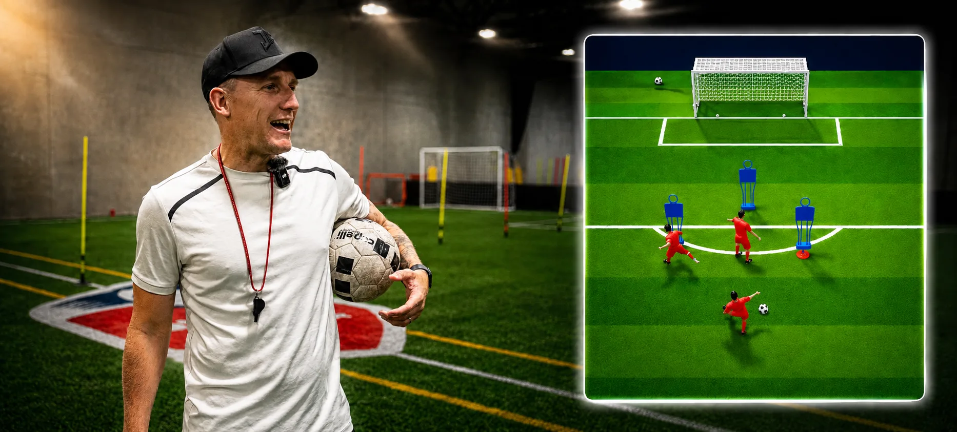 Lee Jones coaching with session plan diagram for coaches section