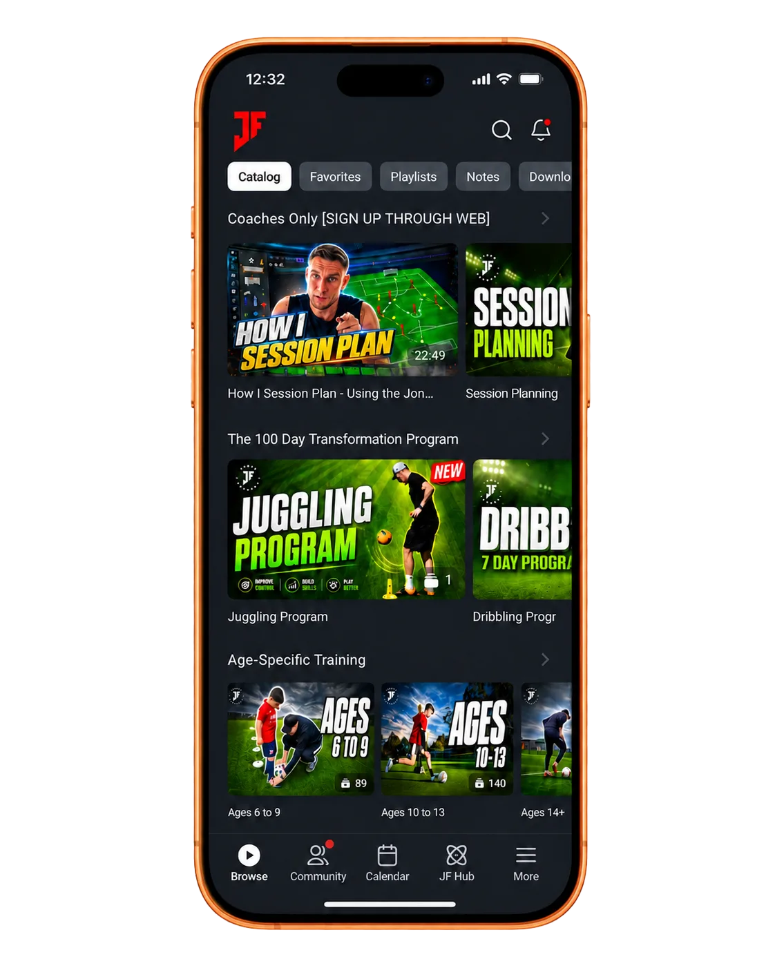 Joner Football App player training screen