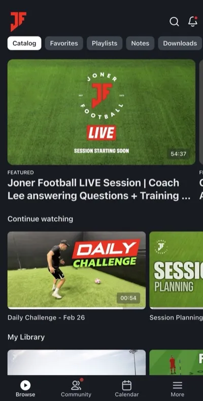 Joner Football App session plan demo 1
