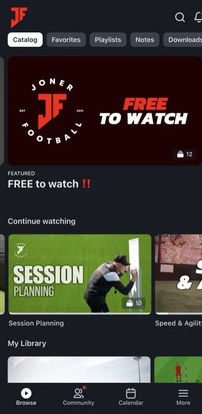 Joner Football App session plan demo 2