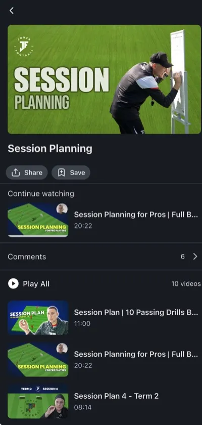 Joner Football App session plan demo 3