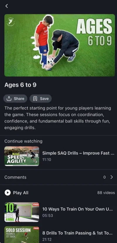 Joner Football App session plan demo 4