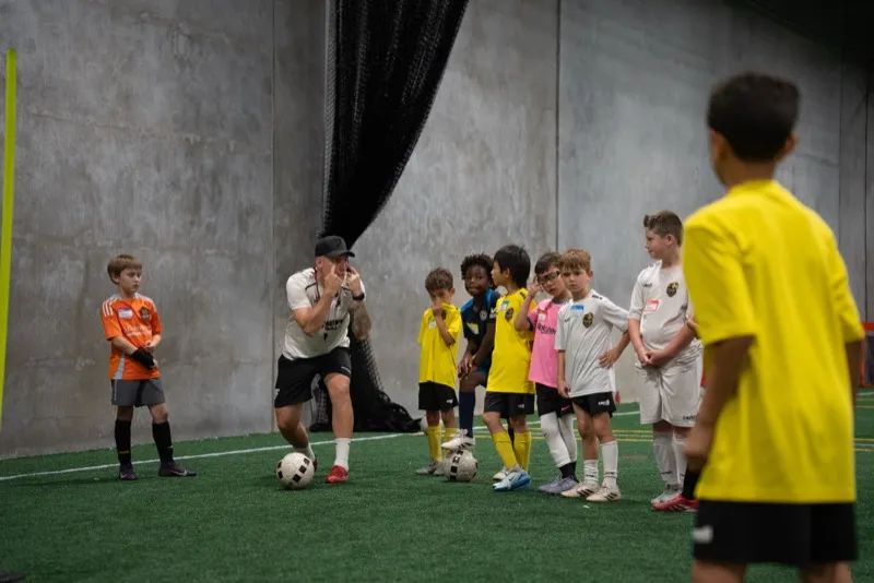 Players training at Joner Football HQ indoor facility