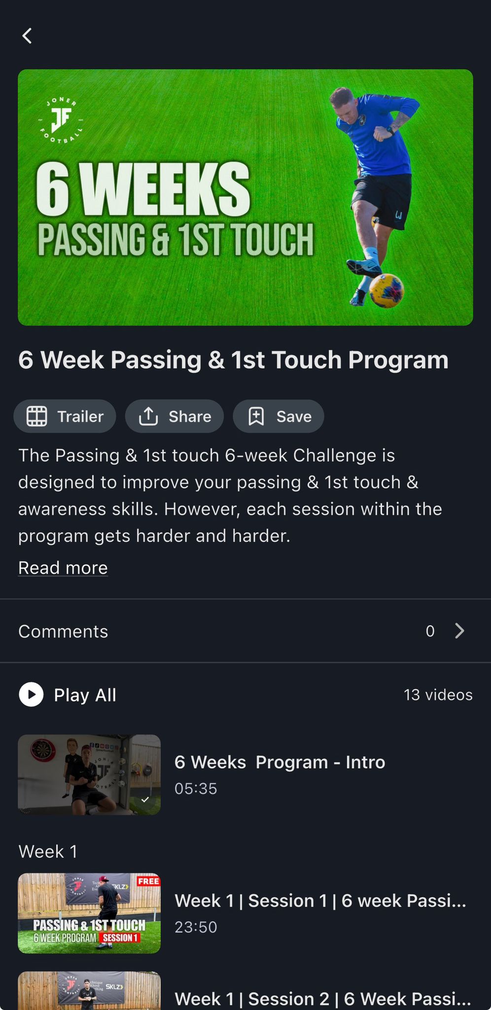 Passing & First Touch Program