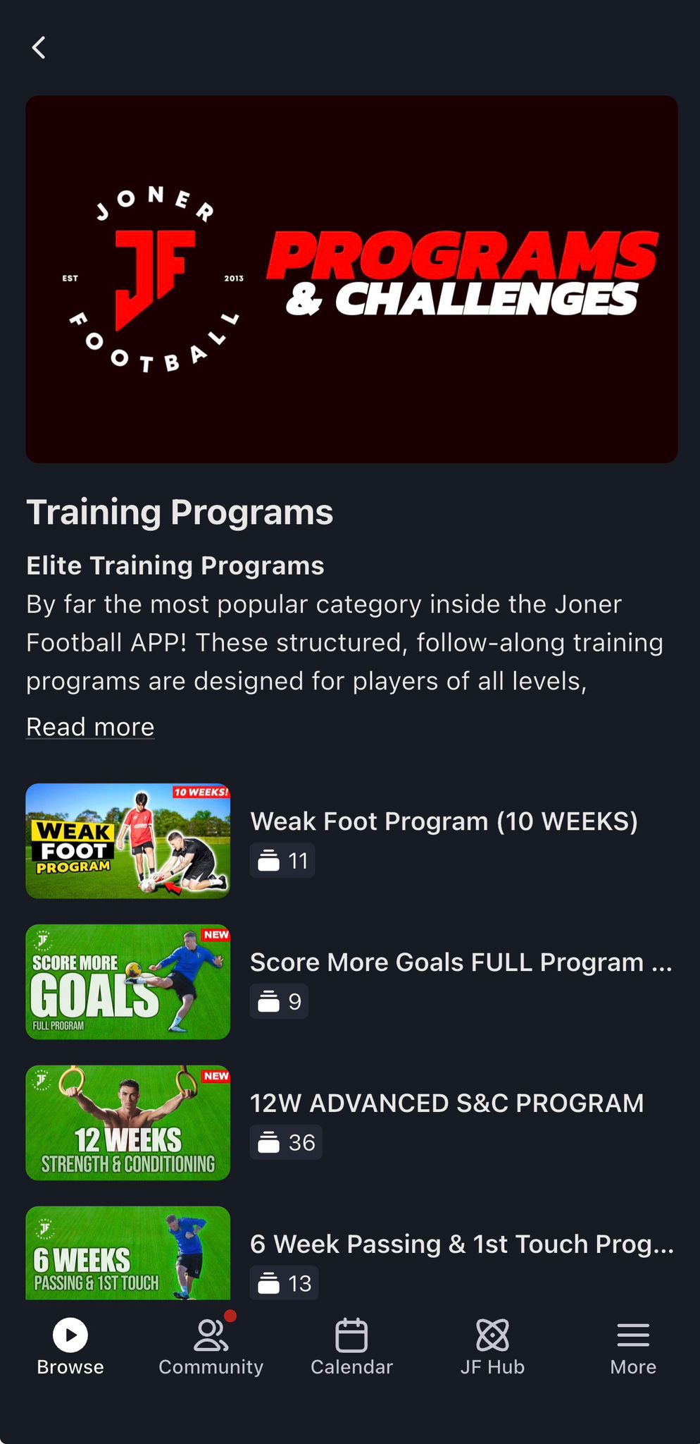 Joner Football App program library